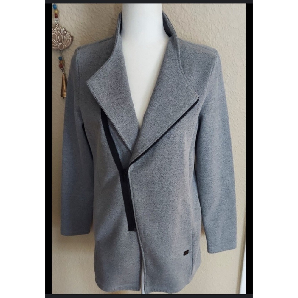 OGIO Asymmetric Zip Jacket Women XL Grey Moto Knit Layering Casual Chic Office